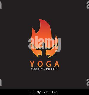 modello di disegno icona logo yoga fire Illustrazione Vettoriale