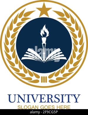 Modello di progettazione del logo di Università, Accademia, Scuola e corso Illustrazione Vettoriale
