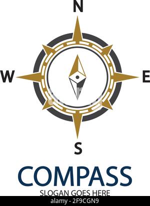 Modello di design del logo Creative Compass Concept Illustrazione Vettoriale