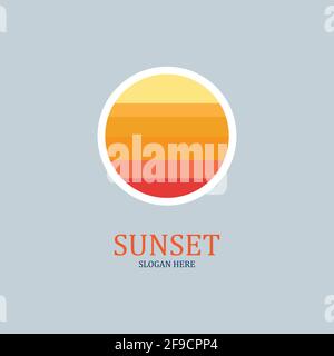 logo vettoriale tramonto a forma rotonda isolato Illustrazione Vettoriale