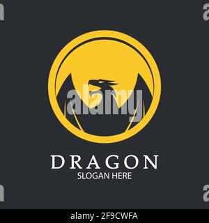 Dragon icona vettore illustrazione logo design template Illustrazione Vettoriale