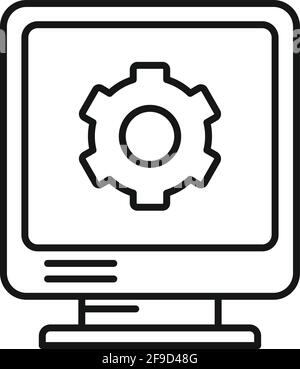 Correggere l'icona del sistema pc, stile del contorno Illustrazione Vettoriale