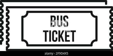 Icona del biglietto del bus della macchina, stile del contorno Illustrazione Vettoriale