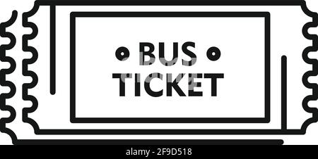 Icona del biglietto del bus di convalida, stile del contorno Illustrazione Vettoriale