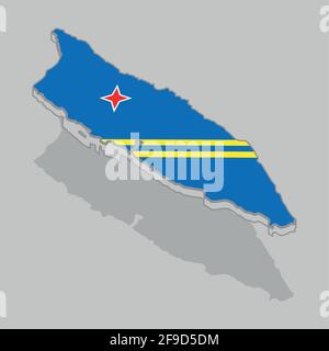 Mappa 3d isolata con la bandiera di Aruba - Vector illustrazione Illustrazione Vettoriale