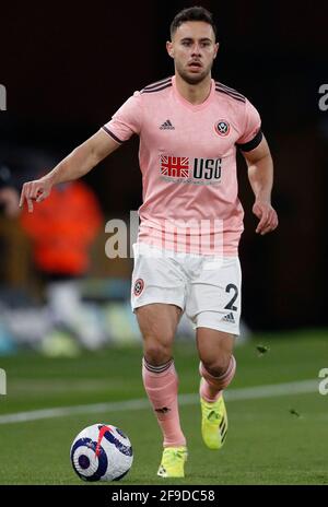 Wolverhampton, Regno Unito. 17 Apr 2021. George Baldock di Sheffield Utd durante la partita della Premier League a Molineux, Wolverhampton. Il credito immagine dovrebbe essere: Darren Staples/Sportimage Credit: Sportimage/Alamy Live News Foto Stock