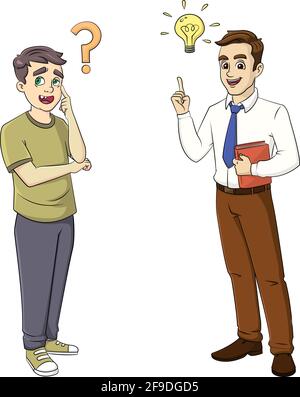 illustrazione vettoriale cartoon di un ragazzo intelligente e muto Illustrazione Vettoriale