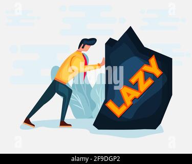 uomo d'affari che lavora duro metafora business concetto di illustrazione vettoriale in piano stile Illustrazione Vettoriale