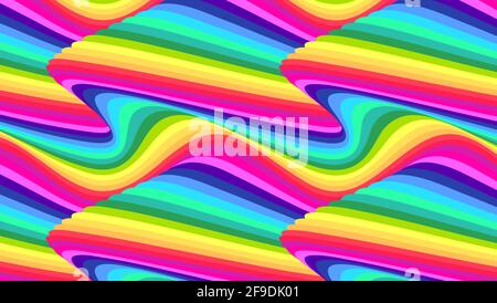 Modello astratto con linee strette. Sfondo colorato psichedelico. Illustrazione vettoriale. Illustrazione Vettoriale