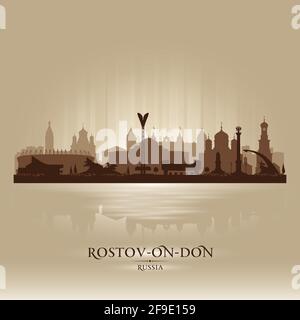 Illustrazione della silhouette vettoriale dello skyline di Rostov-on-Don Russia Illustrazione Vettoriale