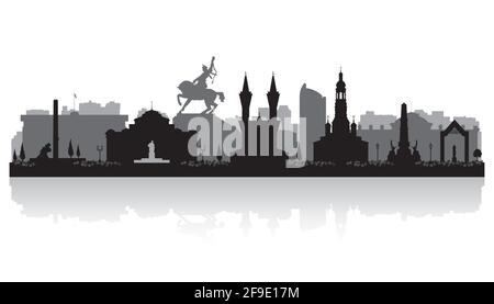 Illustrazione della silhouette vettoriale dello skyline di Ufa Russia Illustrazione Vettoriale