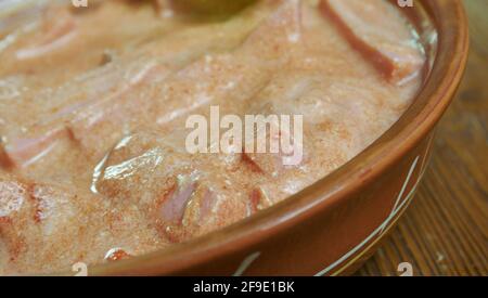 Makkarastroganoff - Stroganoff salsiccia, cucina finlandese Foto Stock