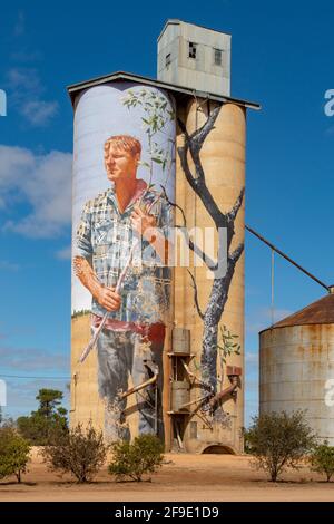 '''Noodle'' Silo Art, Patchewollock, Victoria, Australia Foto Stock