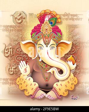 High-Resolution Indian dei Lord Ganesha Digital Pittura Foto Stock