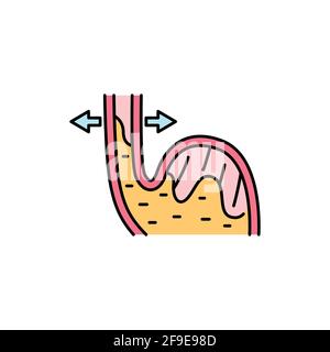 Icona della linea di colore GERD. Malattia da reflusso gastroesofageo. Pittogramma per pagina web, app mobile, promo. Elemento di progettazione GUI UI UX. Tratto modificabile. Illustrazione Vettoriale