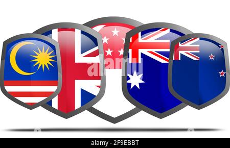 Un rapporto di difesa tra il Regno Unito, l'Australia e la Nuova Zelanda mediante accordi multilaterali Foto Stock