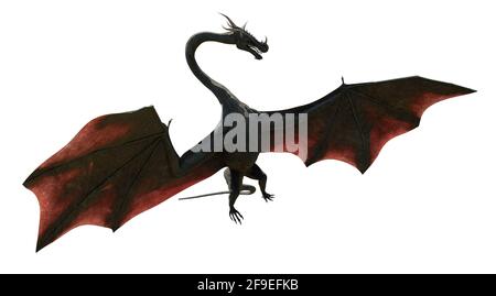 drago, animale mitologico isolato su sfondo bianco Foto Stock