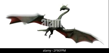 dragon, serpente volante mitico isolato con sfocatura del movimento su sfondo bianco Foto Stock