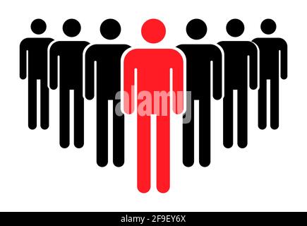 Raggruppamento persone icona piatta isolato su sfondo bianco. Simbolo del lavoro di squadra. Illustrazione del vettore di leadership . Illustrazione Vettoriale