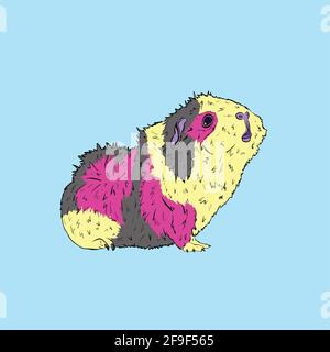 Cute Guinea Pig o Guineapig PET Cartoon Illustrazione in vettore Illustrazione Vettoriale
