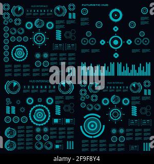Interfaccia utente grafica virtuale touch verde futuristica Illustrazione Vettoriale