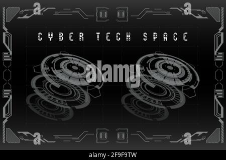 Spazio tecnologico HUD Cyber. Sfondo HUD Illustrazione Vettoriale
