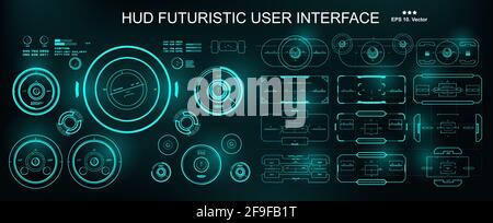Interfaccia utente futuristica HUD, display cruscotto con tecnologia di realtà virtuale Illustrazione Vettoriale