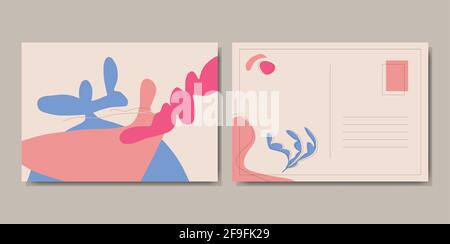 Astratto nei colori pastello. Vettore per cartolina. Forme trendy fiore design. Moda e arte moderna minimalista Illustrazione Vettoriale