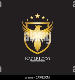 Golden Eagle con logo Shield Illustrazione Vettoriale