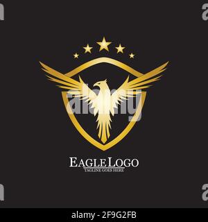 Golden Eagle con logo Shield Illustrazione Vettoriale