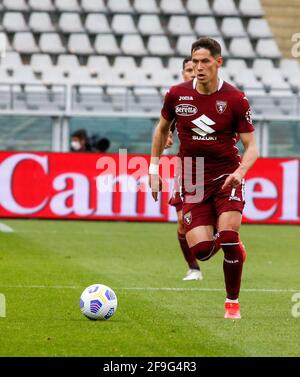 SASA Lukic (Torino FC) durante la Serie a 2020-21, Ootball match tra Torino FC e AS Roma, 18 aprile 2021 allo Stadio Grande Torino, to Foto Stock