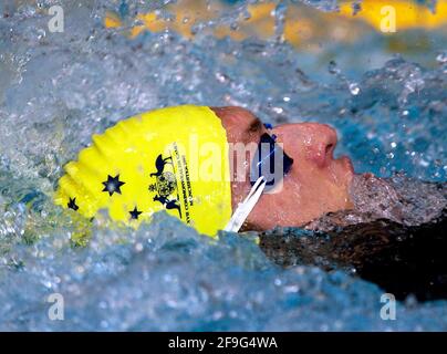 COMMONWEALTH GIOCHI MANCHESTER 3/8/2002 NUOTO FINALS MENS 100M BACKSTROKE FOTO DAVID ASHDOWN.COMMONWEALTH GIOCHI MANCHESTER Foto Stock