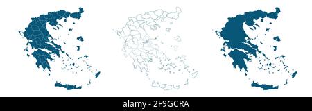 Grecia regioni della mappa vettoriale isolate. Illustrazione vettoriale Illustrazione Vettoriale