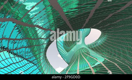 Architettura contemporanea o Alien. Rendering 3D Foto Stock