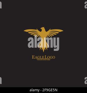 Golden Eagle con sfondo nero, vettore illustrazione Illustrazione Vettoriale