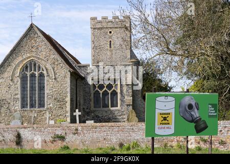 Centrale solare Cleve Hill, NESSUNA campagna centrale solare, Kent, Engand Foto Stock