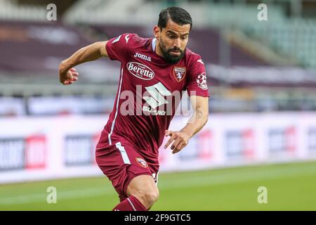 Tomas Rincon del Torino FC durante la partita di calcio tra Torino FC e ROMA allo Stadio Olimpico Grande Torino il 18 aprile 2021 a Torino, Foto Stock
