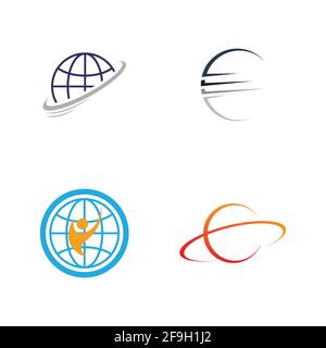modello di disegno di illustrazione del set di logo vettoriali globali creativi Illustrazione Vettoriale