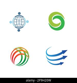 modello di disegno di illustrazione del set di logo vettoriali globali creativi Illustrazione Vettoriale
