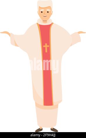 Icona del sacerdote sorridente. Cartoon di sorridente prete vettore icona per web design isolato su sfondo bianco Illustrazione Vettoriale