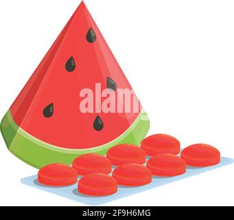 Icona gocce di tosse di cocomero. Cartone animato di Watermelon Tosse gocce vettore icona per web design isolato su sfondo bianco Illustrazione Vettoriale