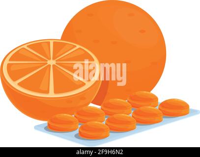 Icona arancione gocce di tosse. Cartone animato di Orange Tosse gocce vettore icona per web design isolato su sfondo bianco Illustrazione Vettoriale