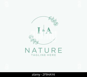 Lettere IA Logo feminile botanico modello floreale, modificabile logo monolino prefabbricato adatto, Luxury wedding branding femminile, corporate. Illustrazione Vettoriale