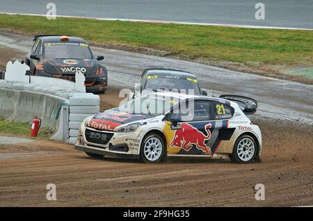 Timmy Hansen con Peugeot 208 WRX al World RX A Barcellona-Catalogna Foto Stock