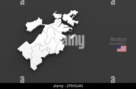 Mappa della città di Boston. Serie 3D Map di Città in Massachusetts. Foto Stock