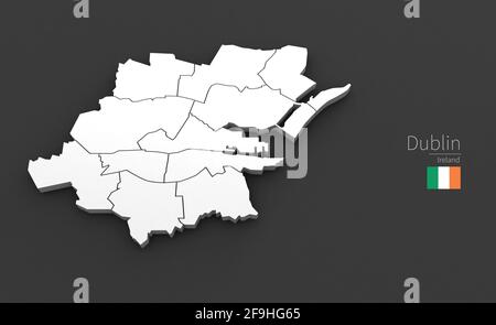 Mappa della città di Dublino. Serie 3D Map di città in irlanda. Foto Stock