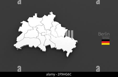 Mappa della città di Berlino. Serie di mappe 3D delle città in Germania. Foto Stock