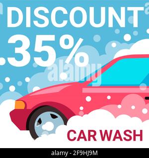 Sconto autolavaggio 35%, officina di manutenzione Illustrazione Vettoriale