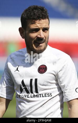 Alessandro Florenzi del PSG durante il campionato francese Ligue 1 partita di calcio tra Parigi Saint-Germain (PSG) e COME Saint-Etienne (ASSE) il 18 aprile 2021 allo stadio Parc des Princes di Parigi, Francia - Foto Jean Catuffe / DPPI / LiveMedia Foto Stock