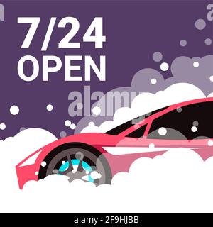 Servizio auto e manutenzione aperti 24 ore su 24, 7 giorni su 7 Illustrazione Vettoriale
